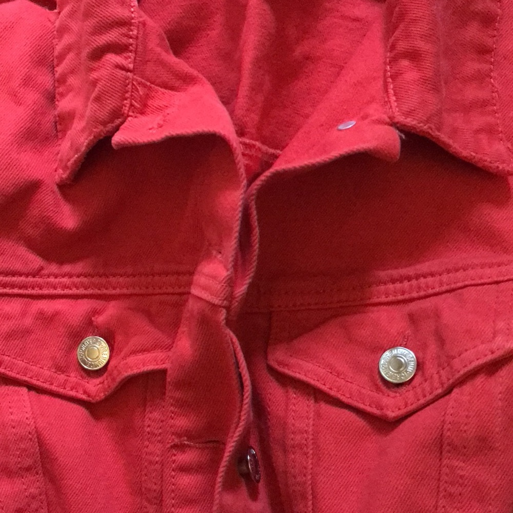 Forever 21 red denim jean jacket